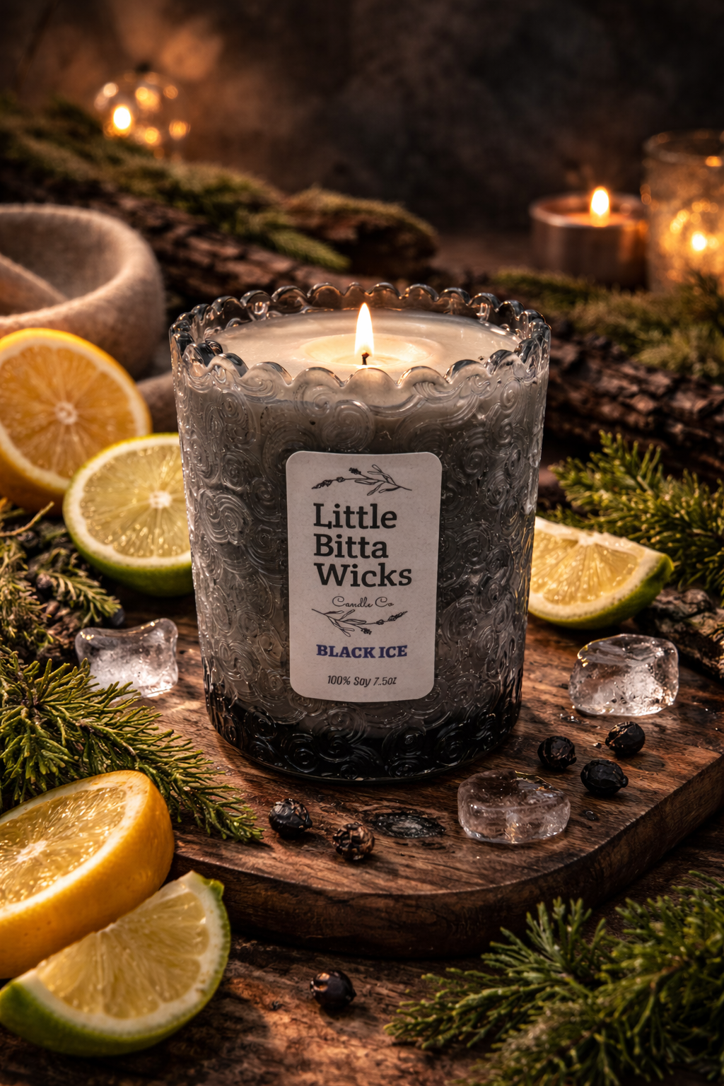 7.5 OZ BLACK ICE SOY CANDLE STRESS RELIEF