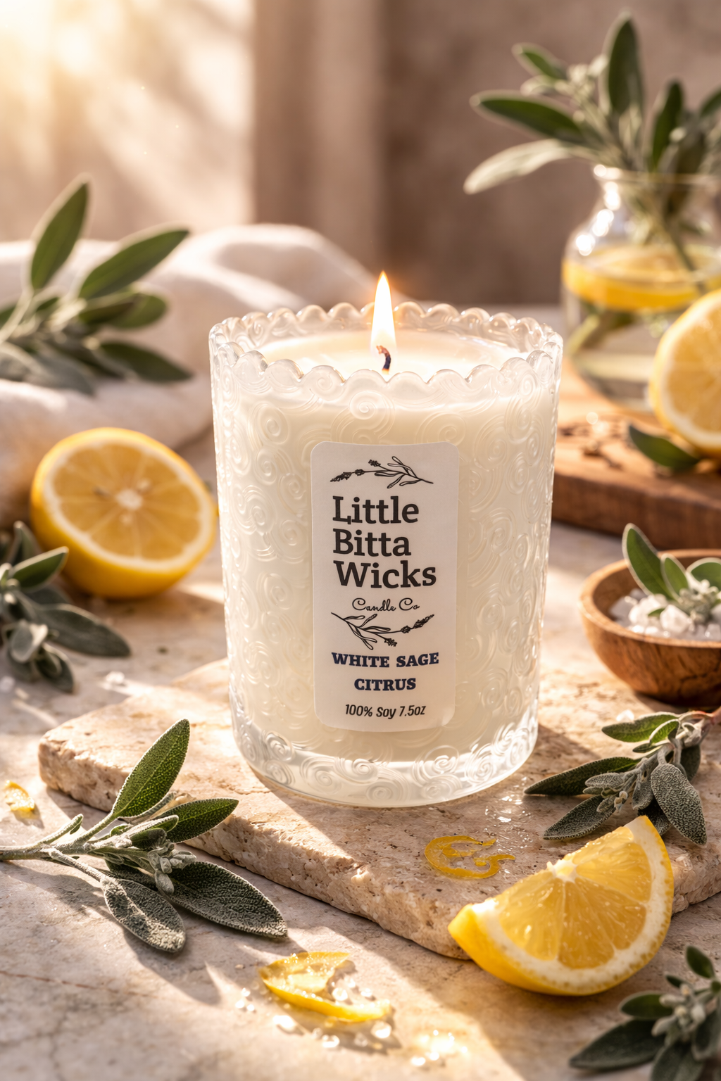 7.5 OZ WHITE SAGE CITRUS SOY CANDLE